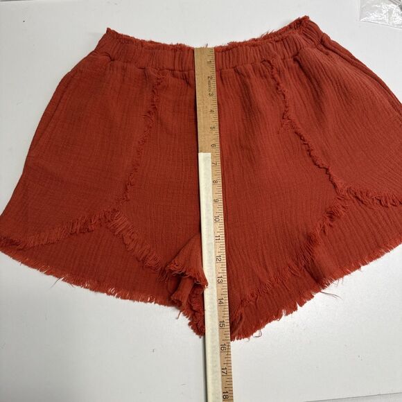 Blank NYC Small Shorts Sunset Escape Short Crinkle Cotton Amber Orange NWT - Picture 4 of 7